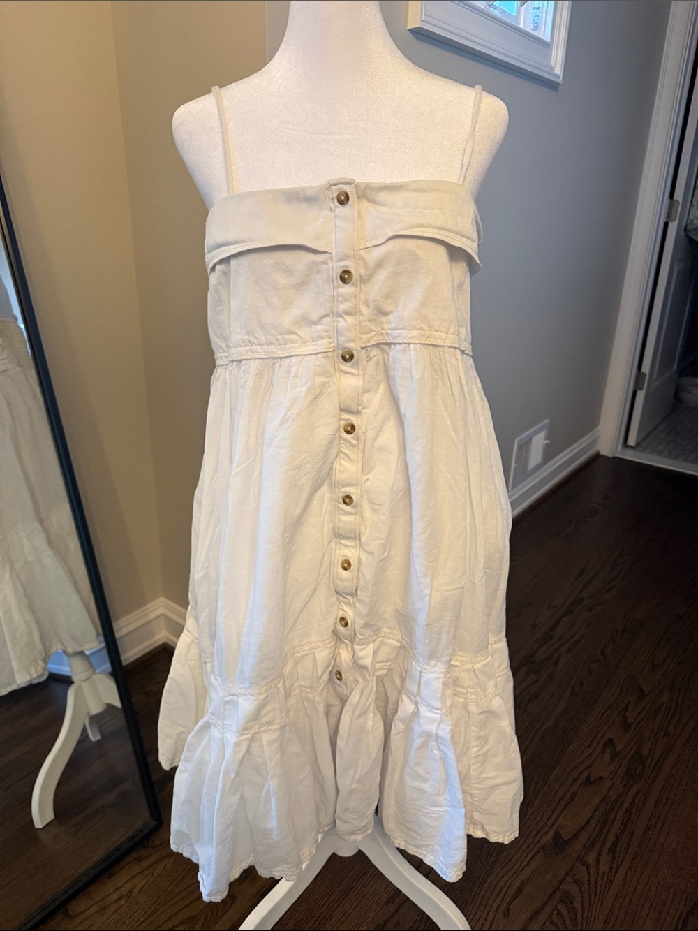 Pilcro Cream Button-Down Tiered Midi Dress - Picture 8 of 9